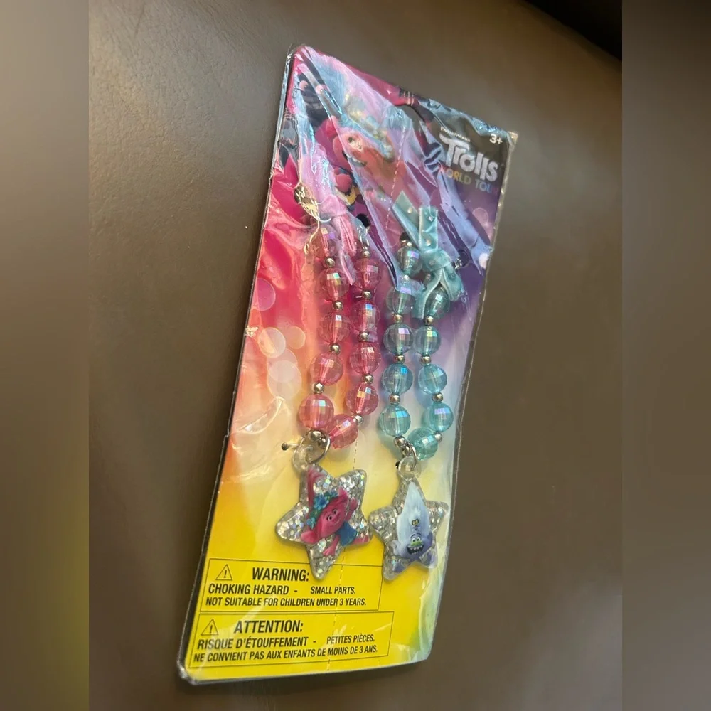 Trolls World Tour beaded necklaces 2 in package 🧌💕⭐️💙